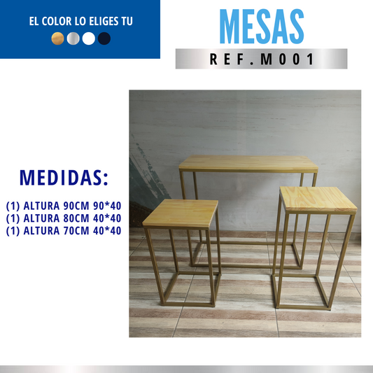 Ref.M001-  3 Mesas Pino